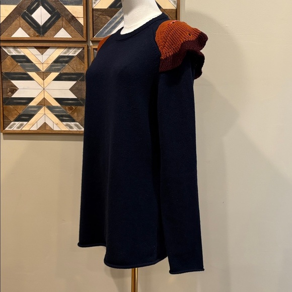 Chloé Cashmere Wool Knit Sweater Crochet Butterfly Intarsia Royal Navy Small - Picture 4 of 12